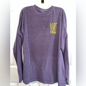 Vintage Purple Super Soft Long Sleeve Shirt with Yellow Kurt Cobain Print